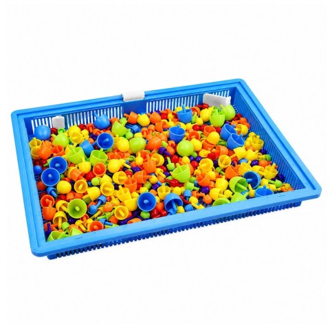 LEAN Toys Zestaw Kreatywny Mozaika Guzikowa Układanka Grzybki Pinezki Walizka 300 el.