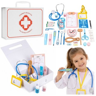 LEAN Toys Zestaw Małego Lekarza Doktora Narzędzia Lekarskie Prawdziwe Akcesoria 36 el.