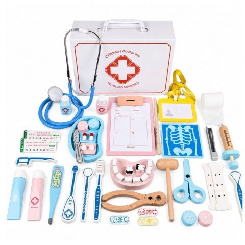 LEAN Toys Zestaw Małego Lekarza Doktora Narzędzia Lekarskie Prawdziwe Akcesoria 36 el.