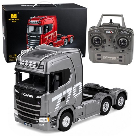 HUINA Ciągnik Siodłowy Scania Zdalnie Sterowany RC Huina 1501 Szary Srebrny 1:18