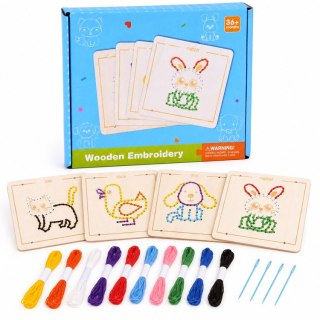 JOKOMISIADA Drewniana przeplatanka Montessori - zestaw 4 szablony + mulina ZA6543