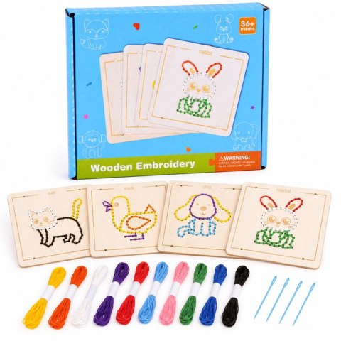 JOKOMISIADA Drewniana przeplatanka Montessori - zestaw 4 szablony + mulina ZA6543
