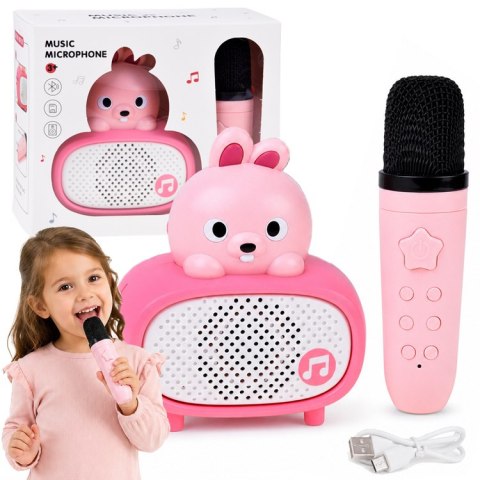 JOKOMISIADA Interaktywny Mikrofon Karaoke Bluetooth Głośnik Króliczek Muzyka IN0193