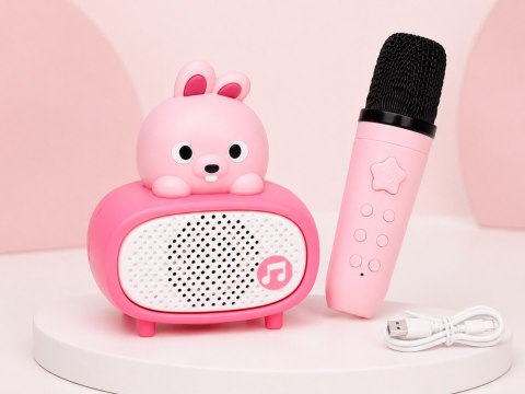 JOKOMISIADA Interaktywny Mikrofon Karaoke Bluetooth Głośnik Króliczek Muzyka IN0193