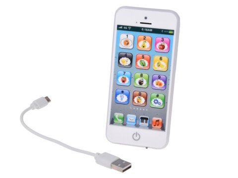 JOKOMISIADA Interaktywny Telefon Smartfon dla Dzieci 8 Trybów Światło Dźwięk USB ZA6421