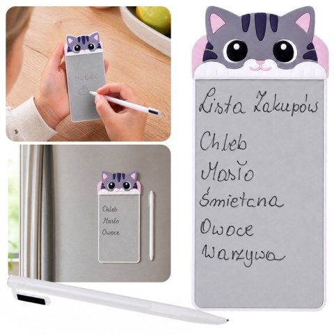 JOKOMISIADA Magnetyczny Notes na Lodówkę Kotek Tabliczka do Pisania Rysik ZA6461