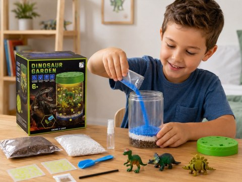 JOKOMISIADA Oświetlony OGRÓD DINOZAURÓW 3w1 terrarium, lampka, uprawa roślin DIY ZA6567