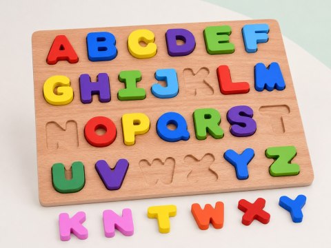JOKOMISIADA Puzzle drewniane ALFABET LITERKI układanka edukacyjna - 26 ele ZA6575