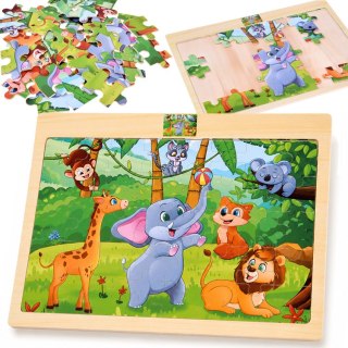 JOKOMISIADA Puzzle drewniane DZIKIE ZWIERZĘTA układanka 40 ele ZA6571