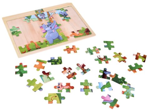 JOKOMISIADA Puzzle drewniane DZIKIE ZWIERZĘTA układanka 40 ele ZA6571