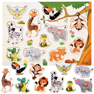 JOKOMISIADA Puzzle drewniane DŻUNGLA układanka z uchwytami - 11 elementów ZA6417