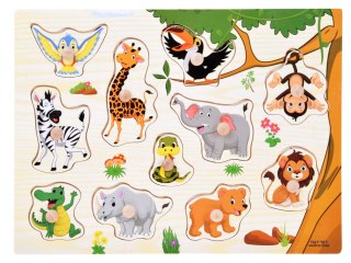 JOKOMISIADA Puzzle drewniane DŻUNGLA układanka z uchwytami - 11 elementów ZA6417