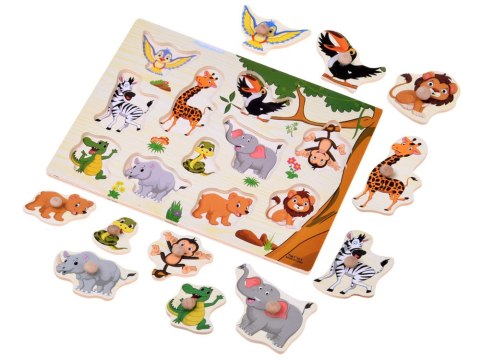 JOKOMISIADA Puzzle drewniane DŻUNGLA układanka z uchwytami - 11 elementów ZA6417