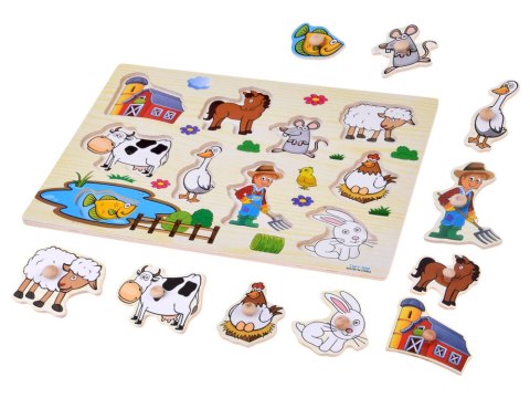 JOKOMISIADA Puzzle drewniane FARMA układanka z uchwytami - 10 elementów ZA6416