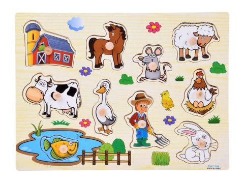 JOKOMISIADA Puzzle drewniane FARMA układanka z uchwytami - 10 elementów ZA6416