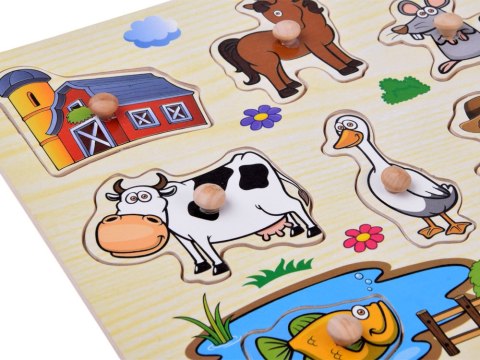 JOKOMISIADA Puzzle drewniane FARMA układanka z uchwytami - 10 elementów ZA6416