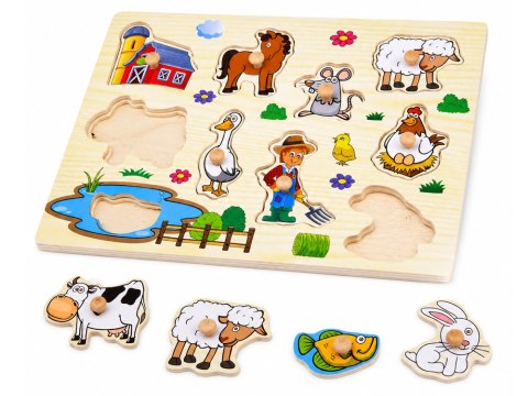 JOKOMISIADA Puzzle drewniane FARMA układanka z uchwytami - 10 elementów ZA6416