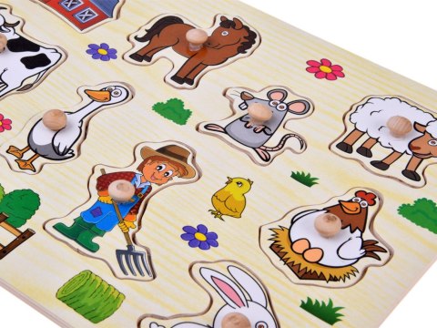 JOKOMISIADA Puzzle drewniane FARMA układanka z uchwytami - 10 elementów ZA6416