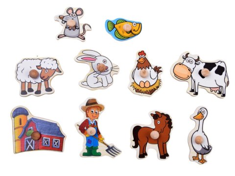 JOKOMISIADA Puzzle drewniane FARMA układanka z uchwytami - 10 elementów ZA6416