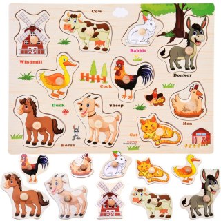 JOKOMISIADA Puzzle drewniane FARMA układanka z uchwytami i ang słówkami - 10 ele ZA6418