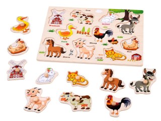 JOKOMISIADA Puzzle drewniane FARMA układanka z uchwytami i ang słówkami - 10 ele ZA6418