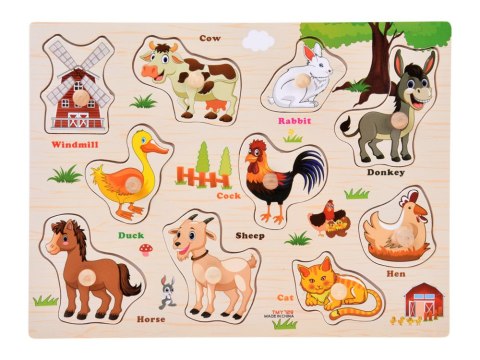 JOKOMISIADA Puzzle drewniane FARMA układanka z uchwytami i ang słówkami - 10 ele ZA6418