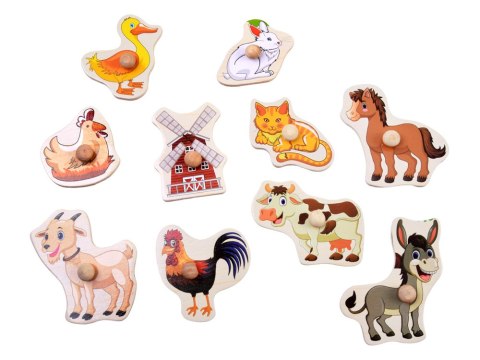 JOKOMISIADA Puzzle drewniane FARMA układanka z uchwytami i ang słówkami - 10 ele ZA6418