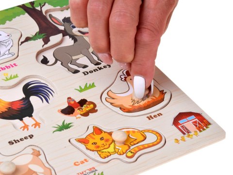 JOKOMISIADA Puzzle drewniane FARMA układanka z uchwytami i ang słówkami - 10 ele ZA6418