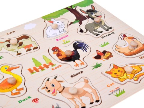 JOKOMISIADA Puzzle drewniane FARMA układanka z uchwytami i ang słówkami - 10 ele ZA6418