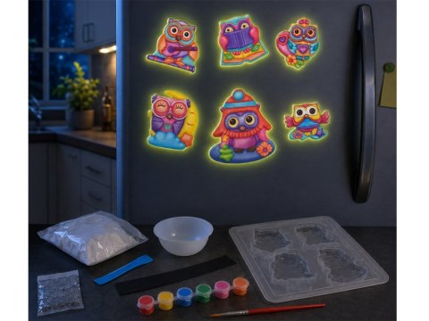 JOKOMISIADA Zestaw do robienia magnesów SOWY świecące w ciemności DIY magnesy ZA6406