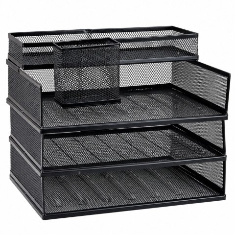 LEAN Metalowy Organizer Wielopoziomowy Półki Na Dokumenty Akcesoria Czarny