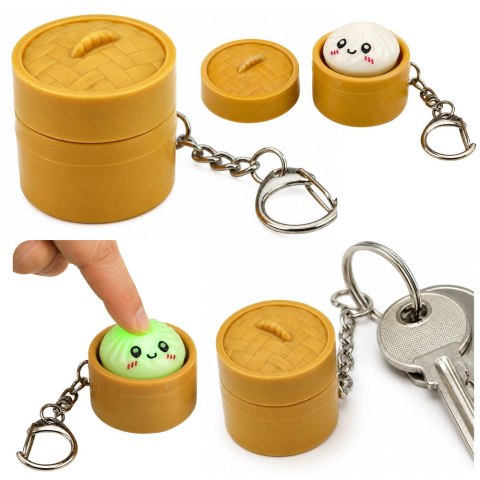 LEAN TOYS Brelok Pierożek w Koszyczku Świecący LED Dumpling Do Plecaka Kluczy 3,5 cm