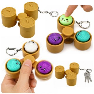 LEAN TOYS Brelok Pierożki w Koszyczku Świecące LED Dumpling Fidget Spinner 8,5 cm