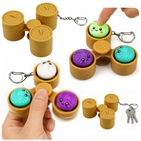 LEAN TOYS Brelok Pierożki w Koszyczku Świecące LED Dumpling Fidget Spinner 8,5 cm