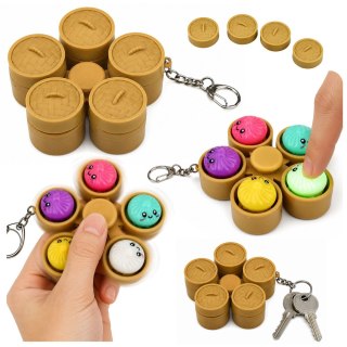 LEAN TOYS Brelok Pierożki w Koszyczku Świecące LED Dumpling Fidget Spinner 9,5 cm
