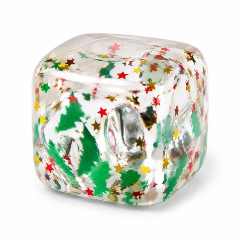 LEAN TOYS Gniotek Antystresowy Kostka Lodu Z Konfetti Gwiazdki Choinki Światło LED