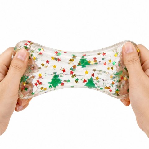 LEAN TOYS Gniotek Antystresowy Kostka Lodu Z Konfetti Gwiazdki Choinki Światło LED