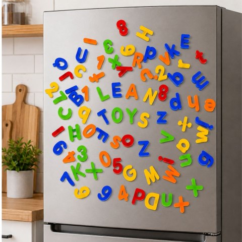 LEAN TOYS Literki Cyferki Magnetyczne w Słoiku Alfabet 78 Elementów