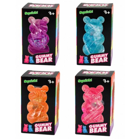 LEAN TOYS Świecący Gniotek Miś Brokatowy LED Squishy Antystresowy 6,5 cm
