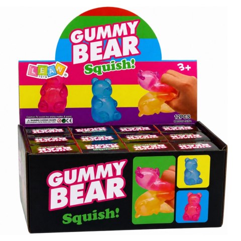 LEAN TOYS Świecący Gniotek Miś Brokatowy LED Squishy Antystresowy 6,5 cm