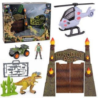 LEAN Toys Baza Badawcza Park Dinozaurów Brama Helikopter Quad Figurki Odkrywca