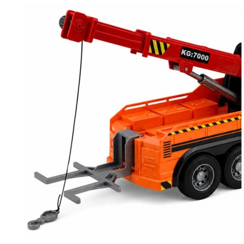 LEAN Toys Ciężarówka Z Dźwigiem Pomoc Drogowa Hak Światła Dźwięki Pomarańczowa 1:18