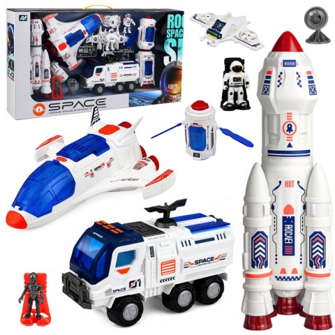 LEAN Toys Duży Zestaw Kosmiczny Stacja Rakieta Prom Pojazd Eksploracyjny Astronauci