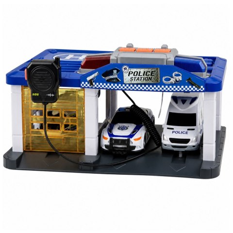 LEAN Toys Garaż Stacja Policyjna Radiowozy Helikopter Krótkofalówka Światła Dźwięki