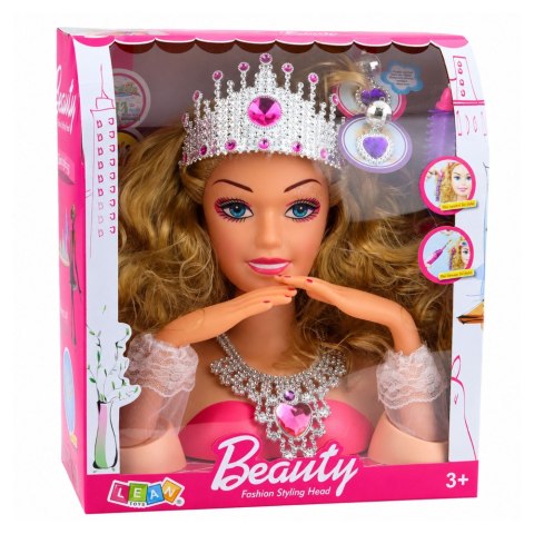 LEAN Toys Głowa Lalki do Stylizacji z Koroną + Akcesoria