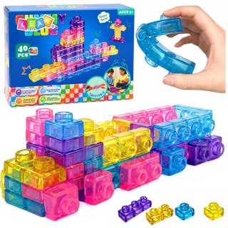 LEAN Toys Gumowe Klocki Elastyczne Konstrukcyjne Transparentne Kolorowe 40 el.