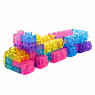 LEAN Toys Gumowe Klocki Elastyczne Konstrukcyjne Transparentne Kolorowe 88 el.
