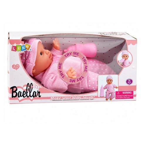 LEAN Toys Lalka Niemowlak Słodki Bobas Różowa Buteleczka Dźwięki