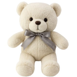 LEAN Toys Pluszowa Maskotka Przytulanka Miś Z Kokardą Happy Every Day Biały 55cm
