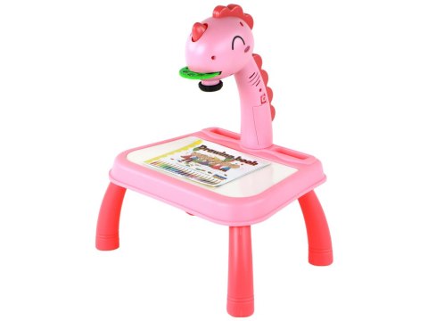 LEAN Toys Tablica Projektor Rzutnik Do Nauki Rysowania Pisaki Dinozaur Różowy